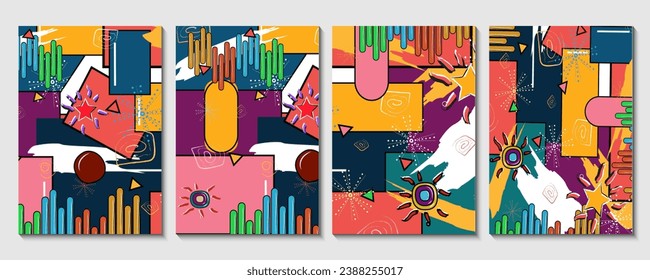 Bright and colorful graffiti vector abstract background with some pop art style. Graffiti street art seamless retro pattern hand drawn.
