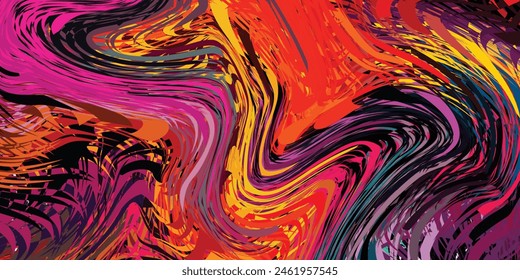 Bright colorful grunge ink splat with black background