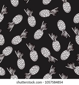 Bright and colorful hand drawn hawaiian tropical pineapple seamless pattern vector