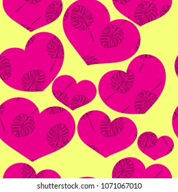 Bright and colorful hand drawn hawaiian tropical leaves retro design seamless pattern vector