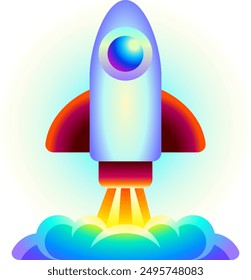 bright colorful icon rocket launch spaceship