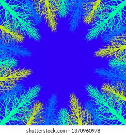 bright colorful illustration with the image of stylized trees, can be used as a background, frame and other design
