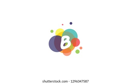 Bright and colorful image of the letter B, against the background of multicolored circles.