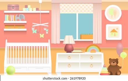 Bright and colorful interior of baby room