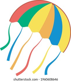 Bright colorful jellyfish-shaped kite .Vector illustration isolated on white background.