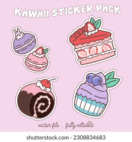 Bright and colorful kawaii food japan style sticker set. Stickers in the magazine.