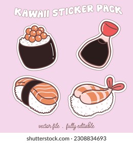 Bright and colorful kawaii food japan style sticker set. Stickers in the magazine.