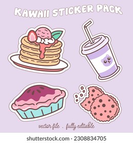 Bright and colorful kawaii food japan style sticker set. Stickers in the magazine.