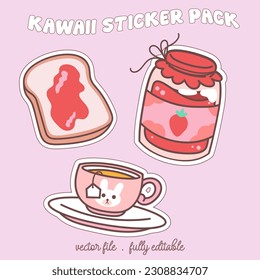 Bright and colorful kawaii food japan style sticker set. Stickers in the magazine.