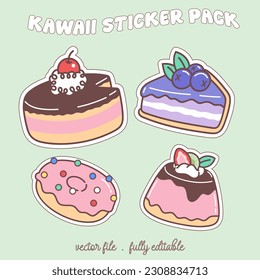 Bright and colorful kawaii food japan style sticker set. Stickers in the magazine.