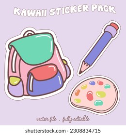 Bright and colorful kawaii food japan style sticker set. Stickers in the magazine.