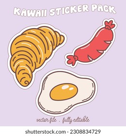 Bright and colorful kawaii food japan style sticker set. Stickers in the magazine.