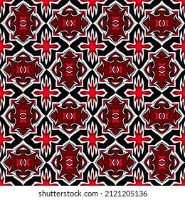 Bright colorful knightly seamless pattern. Overlapping art forms, stripes, segments are grouped and arranged in a certain order. Vector.