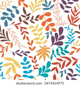 Bright colorful leaf print vector graphics