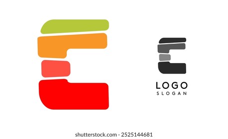 Letra colorida brilhante C, camadas blocos como sanduíche, equilíbrio de pedra ou empilhamento de rocha. Moderno monograma de desenho animado para o livro alegre do garoto, logotipo divertido. Ilustração vetorial