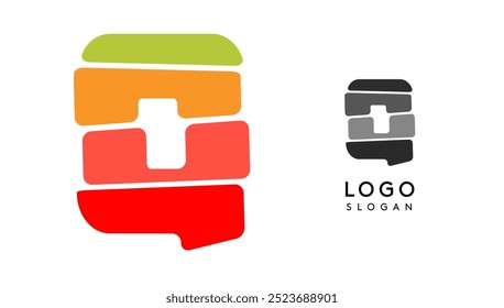 Bright colorful letter Q, layers blocks like sandwich, stone balancing or rock stacking. Modern cartoon monogram for kid joyful book, blocky toys logo. Vector illustration