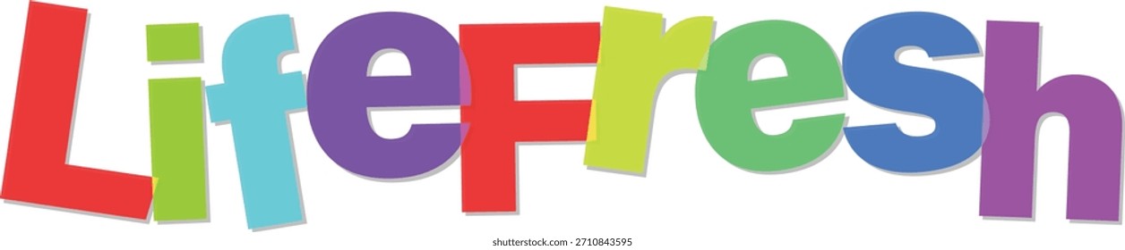 Bright and colorful lifefresh text design isolated on transparent background illustration