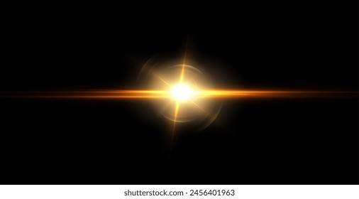 Bright colorful light effect with rays and glare for vector illustration.
