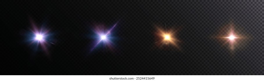 Bright colorful light effects set. Futuristic glow effect for game interface design. Energy universe aura, bright glow, disco glare, space explosion, illuminated stage.	

