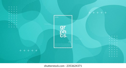 Bright colorful liquid fluid abstract background with green turquoise gradient color combination. soft color and overlay lines on background. Eps10 vector