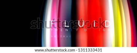 Bright colorful liquid fluid lines on black, vector modern abstract background