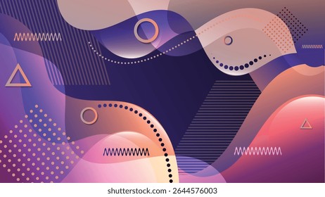 Bright colorful memphis style background. An excellent illustration for advertising, posters, postcards, business cards, corporate attributes and your other projects. Vector.