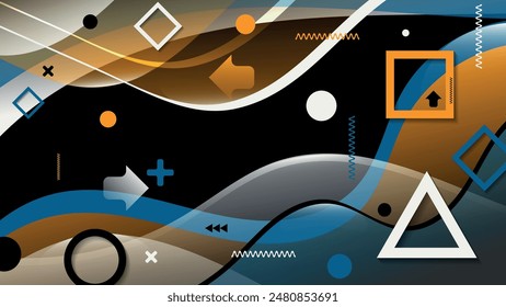 Bright colorful Memphis style wallpaper. A beautiful illustration for interior decoration, corporate designs, blogs, postcards, posters and your other projects. Vector. 