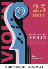 Bright colorful minimalist Violin Poster design