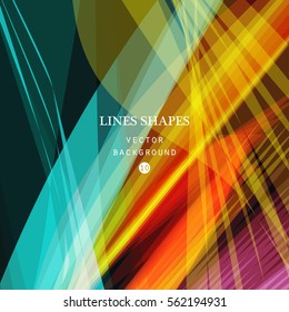 Bright colorful modern striped abstract background vector. Blue yellow red floral tropical stripes waves lines for banner, brochure, website, and flyer design. Contrast of light, shadow and colors