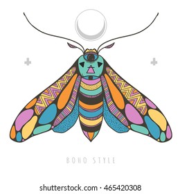 bright colorful moth, vector illustartion with colorful and mysterious butterfly