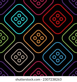 Bright colorful multicolored contour linear square clothes buttons isolated on black background. Seamless pattern. Vector simple flat graphic illustration. Texture.