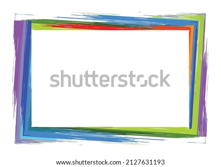 Bright colorful multi-colored window, frame with colored spots and blots. Artistic border, art design. Texture color frame for photos, holiday events and children's parties. Vector illustration.