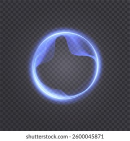 Bright colorful neon circle with gradient transitions on transparent background - vector bright ring element for design and game interfaces.