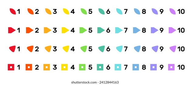 Helle bunte Zahlenfeldersammlung. Geometrische Formen für die Design-Vorlage für Infografiken mit 5 Schritten