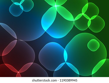Bright colorful ornamental background - vector design. Transparent squares of different sizes with rounded corners.