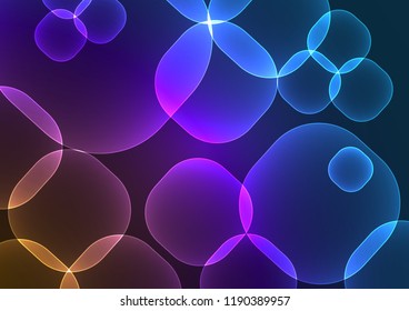 Bright colorful ornamental background - vector design. Transparent squares of different sizes with rounded corners.