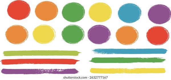 Helle bunte Pinsel rund Rahmen und Highlighter Linien.