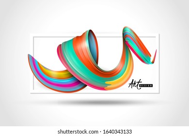 Bright colorful paint spectrum watercolor brush stroke and white rectangular frame art design horizontal poster on light background design. vector illustration.