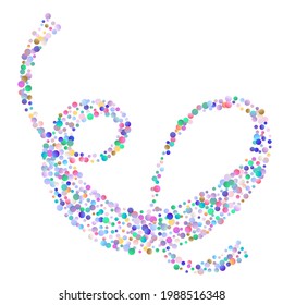 Bright colorful party polka. Explosion background of bright confetti. Rainbow colors confetti dots chaotic scatter. Abstract random vector art for celebratory design, wedding theme, banner