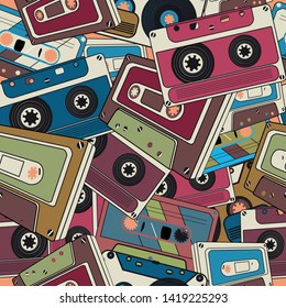 bright, colorful, pattern carrier of information on a magnetic tape, nostalgia.