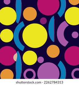 Patrón Colorido Luminoso Con Círculos Y Líneas Estilo De Fondo Vector. Arte vectorial hecho a mano.