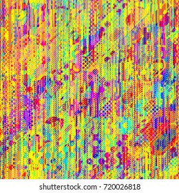 Bright colorful pattern with dots, circles, vertical lines. Seamless tribal texture. Urban repeatable backdrop for boys, sport design, textile, wrapping paper, web page, advertising booklets, banners