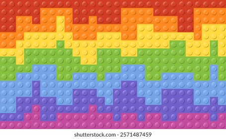 A Bright and Colorful Pattern of Lego Building Blocks Featuring a Vibrant Rainbow Design