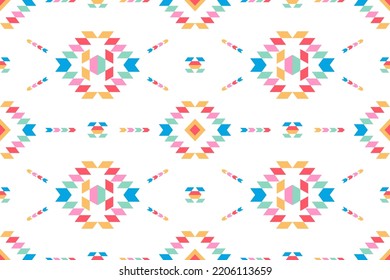 Bright colorful pattern seamless fabric textile. Aztec geo pattern. Native design for fabric print. Seamless fabric pattern geometric Aztec style. African Moroccan. Ethnic style. colorful geo pattern