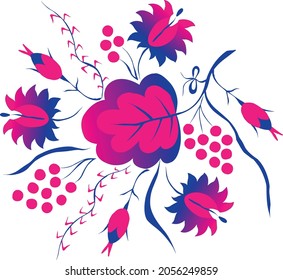 Bright and colorful pattern with unique floral design