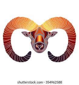 Bright colorful Ram, zodiac Aries sign for astrological predestination and horoscope