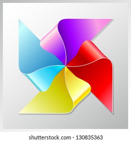 bright colorful recycle paper windmill, eps10