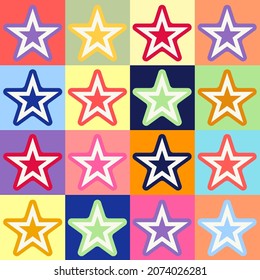 bright colorful retro abstract geometrical round stars pattern for background, backdrop, texture, banner, label, textile, cover etc. vector design.