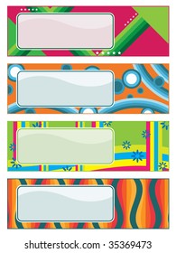bright colorful retro banners with text boxes ready for text