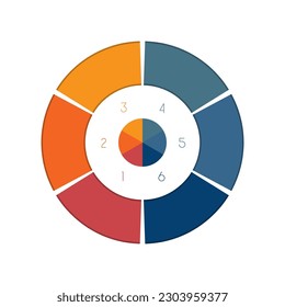 Bright colorful ring with space for text for six 6 positions